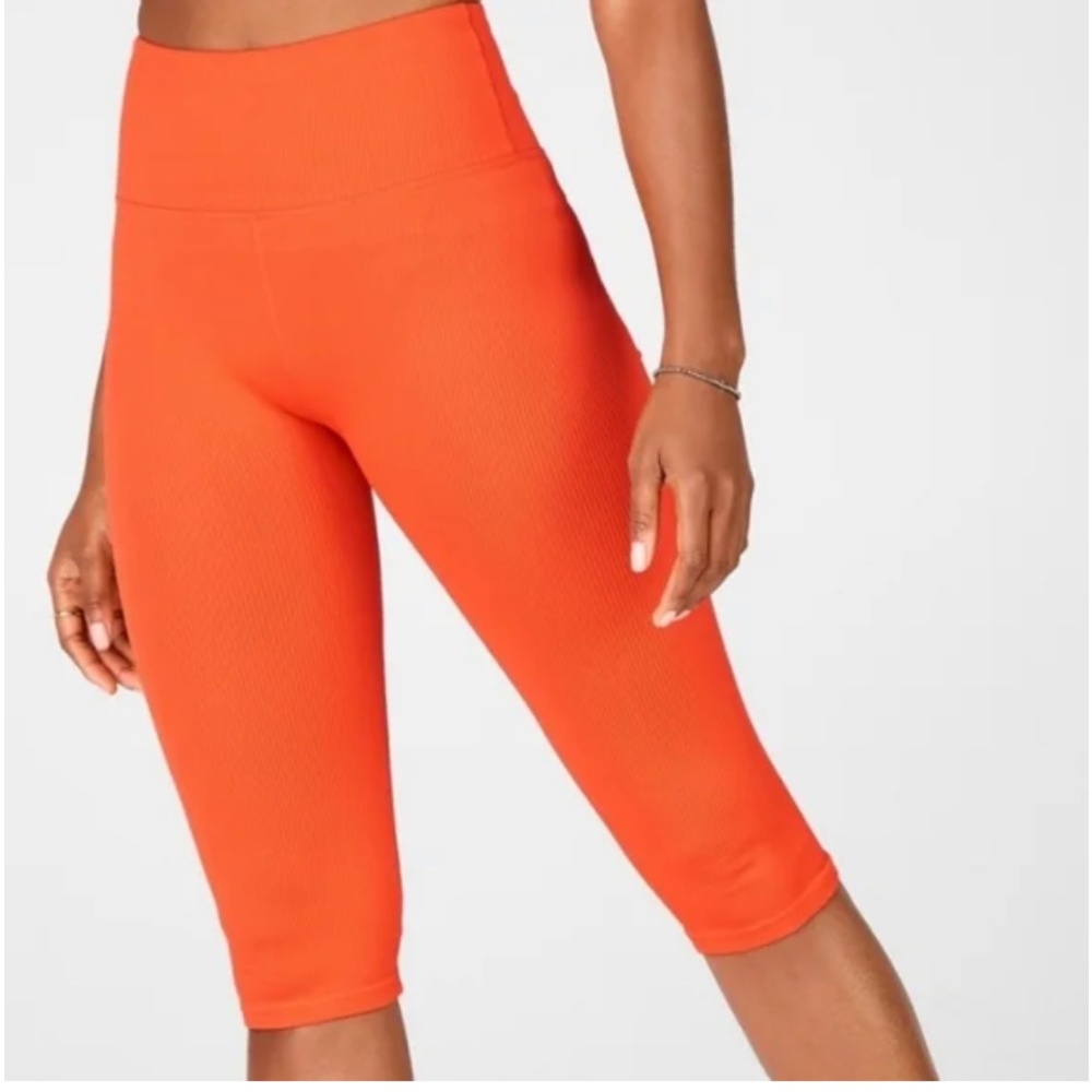 Fabletics Orange Knee Length Cropped Compression … - image 1